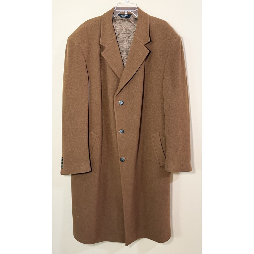 Jos A Bank Wool Cashmere Topcoat Overcoat Camel Brown Long Top Coat Men's 48L